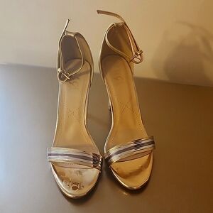 Rouge brand metallic stiletto heels sandals